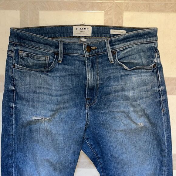 DISTRESSED FRAME DENIM L’HOMME ATHLETIC JEANS SIZE 32 - Picture 7 of 10